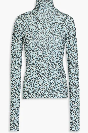 Nanushka Leopard-print stretch-jersey turtleneck top - - M