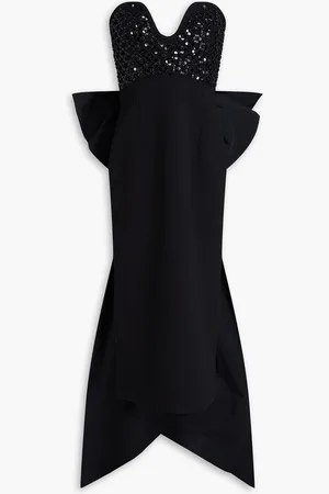 Rebecca Vallance Marie strapless bow-detailed embellished crepe midi dress - - UK 6