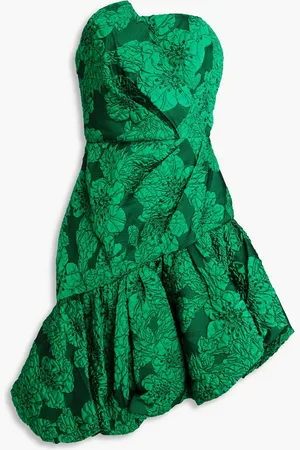 Marchesa Notte Strapless draped cloqué mini dress - Green - US 4