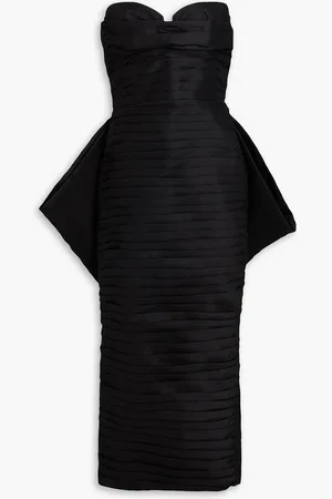 RACHEL GILBERT Marji strapless bow-detailed pleated woven midi dress - - 6