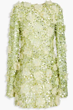 RACHEL GILBERT Karal embellished tulle mini dress - Green - 2