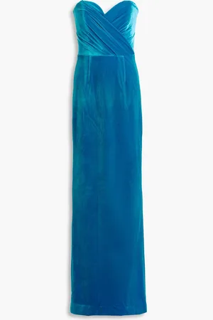 Rebecca Vallance Bernadette strapless stretch-velvet gown - Blue - UK 4