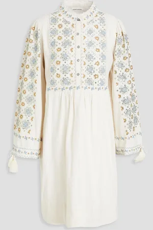 Antik Batik Joana embellished cotton mini dress - White - FR 40