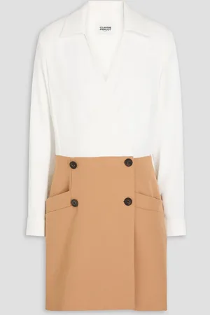Claudie Pierlot Crepe and twill mini wrap dress - White - FR 40