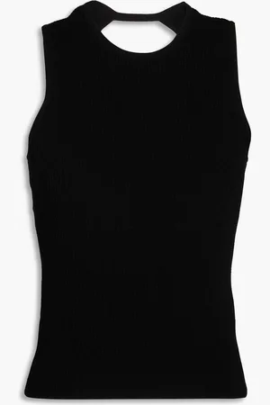 AUTUMN CASHMERE Cutout ribbed-knit top - - M