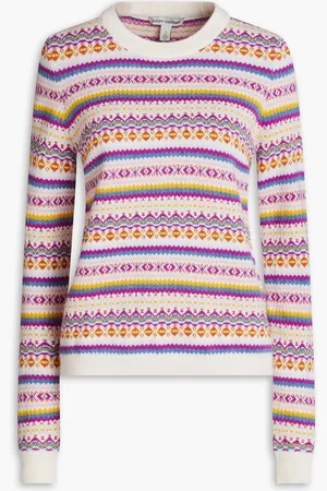 AUTUMN CASHMERE Jacquard-knit cashmere sweater - Purple - XS