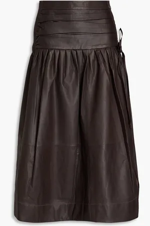 Cara Cara Kayla bow-detailed leather midi skirt - Brown - XS