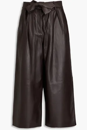 Cara Cara Ira belted pleated leather culottes - Brown - US 00
