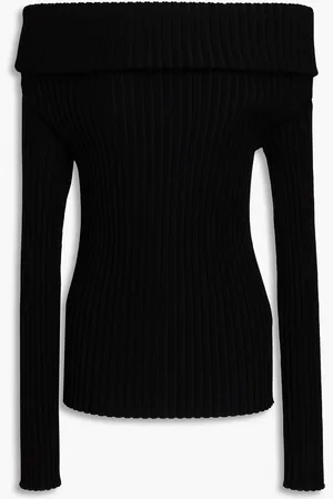 Tory Burch Off-the-shoulder ribbed-knit sweater - - L