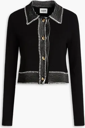 Claudie Pierlot Topstitched bouclé-knit cardigan - - 3
