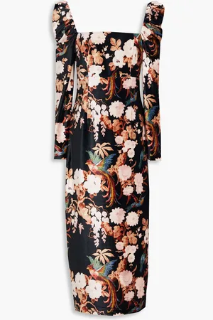 Cara Cara Floral-print stretch-velvet midi dress - - US 0