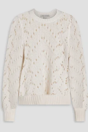 AUTUMN CASHMERE Pointelle-knit cashmere sweater - White - L