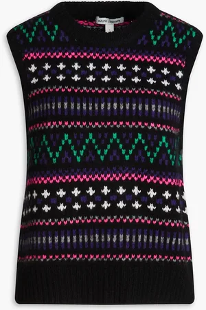 AUTUMN CASHMERE Jacquard-knit cashmere vest - - S