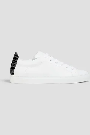 Missoni Knit-trimmed leather sneakers - - EU 40