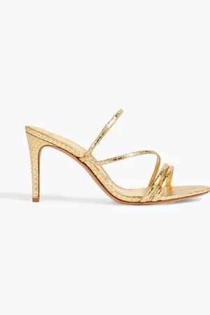 ALEXANDRE BIRMAN Eve 85 metallic snake-effect leather mules - Metallic - EU 41
