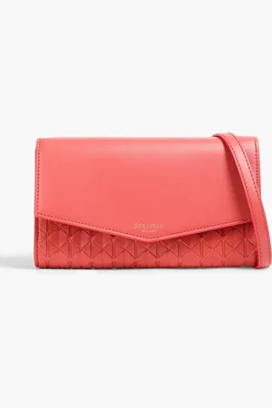 SERAPIAN Mosaico woven leather envelope clutch - Orange - OneSize