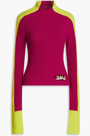 Puccini Two-tone ribbed wool sweater - Purple - L