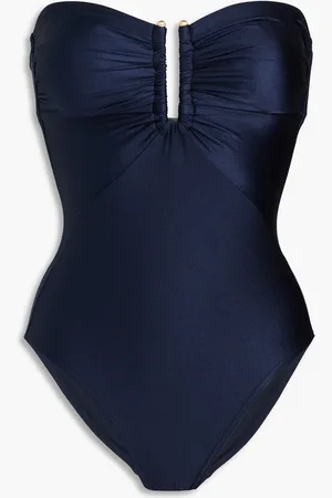 ZIMMERMANN Ruched bandeau swimsuit - Blue - 0