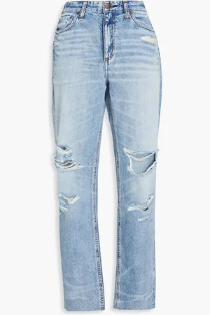 RAG&BONE Distressed high-rise tapered jeans - Blue - 30
