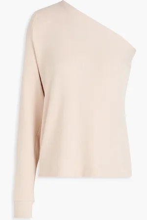 ENZA COSTA One-shoulder ribbed-knit top - Neutral - XS
