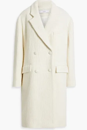IRO Omari double-breasted cotton, wool and alpaca-blend bouclé-tweed coat - White - FR 40