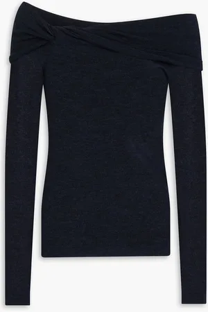 AUTUMN CASHMERE Off-the-shoulder twisted cashmere top - Blue - XL