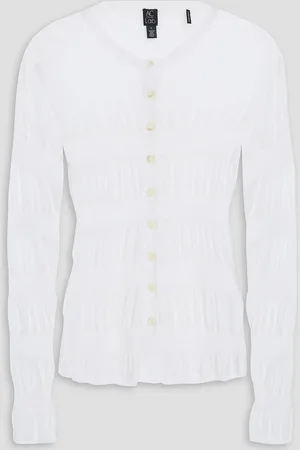 AUTUMN CASHMERE Shirred cotton cardigan - White - M