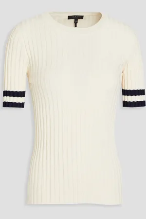 RAG&BONE Madison striped ribbed-knit top - White - XL