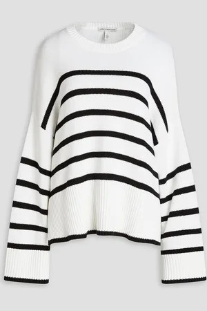 AUTUMN CASHMERE Striped cotton sweater - White - M
