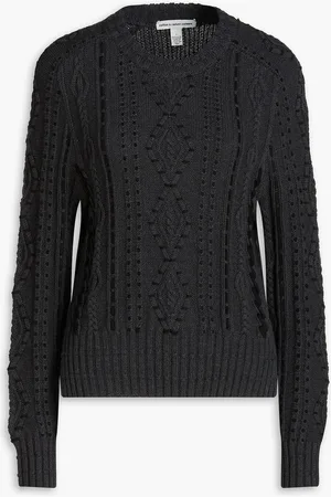 AUTUMN CASHMERE Embroidered cable-knit cotton sweater - Gray - S