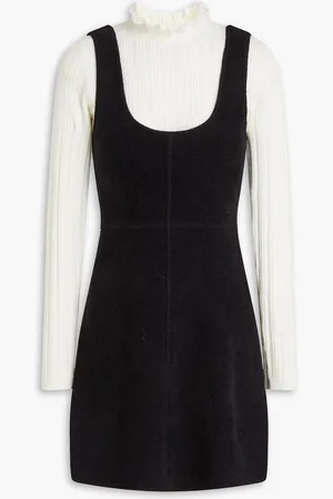Sandro Bouclé-paneled pointelle-knit mini dress - - FR 42