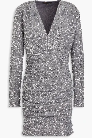 Maje Ruched sequined velvet mini dress - Metallic - FR 36