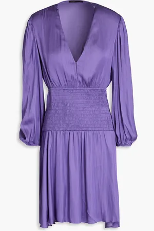 Maje Shirred satin mini dress - Purple - FR 36