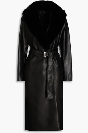 Maje Belted faux leather coat - - FR 36