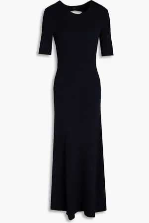 Maje Cutout ribbed-knit maxi dress - Blue - FR 42