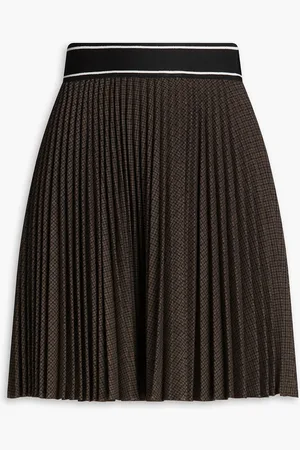 Sandro Pleated checked twill mini skirt - Brown - FR 34
