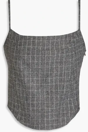 Maje Cropped checked twill top - - 2