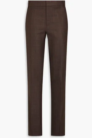 tibi Checked wool slim-leg pants - Brown - US 10
