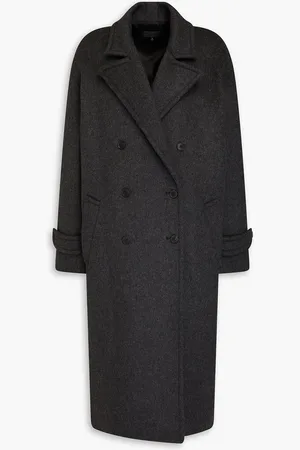 NILI LOTAN Georgio double-breasted brushed wool-felt coat - Gray - L