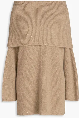 GENTRYPORTOFINO Grigio oversized sequin-embellished ribbed-knit sweater - Neutral - IT 42