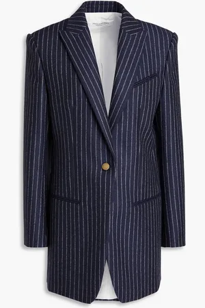 Serafini Pinstriped brushed wool-twill blazer - Blue - IT 38