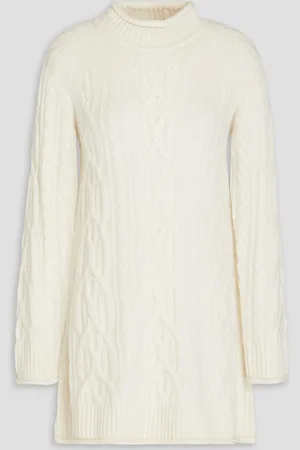 Loulou Studio Cable-knit cashmere turtleneck mini dress - White - L