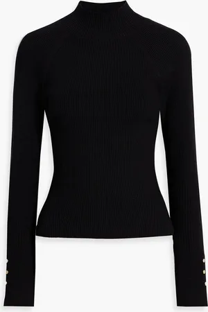 Derek Lam Button-embellished ribbed-knit turtleneck sweater - - XL