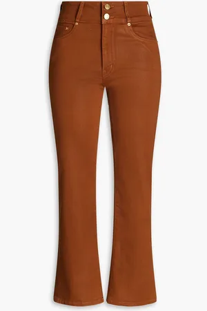 Derek Lam Cropped coated high-rise kick-flare jeans - Brown - 27
