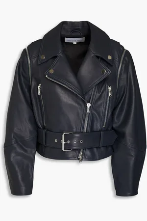 VERONICA BEARD Jylan convertible leather biker jacket - Blue - US 12