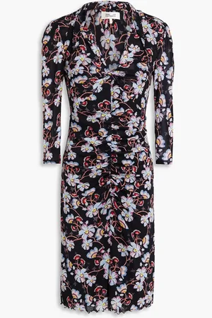 Diane von Furstenberg Elena ruched stretch-mesh mini dress - - L