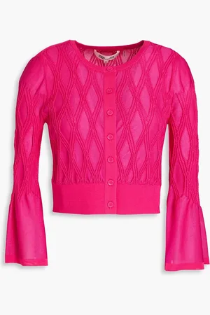 Diane von Furstenberg Charlie cropped jacquard-knit cardigan - Pink - S