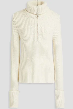 Serafini Ribbed wool half-zip sweater - White - IT 44