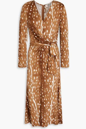 Diane von Furstenberg Marsha draped printed jersey midi dress - Brown - M