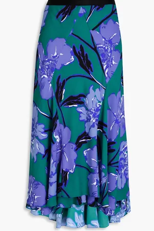 Diane von Furstenberg Debra floral-print crepe midi skirt - Green - US 2